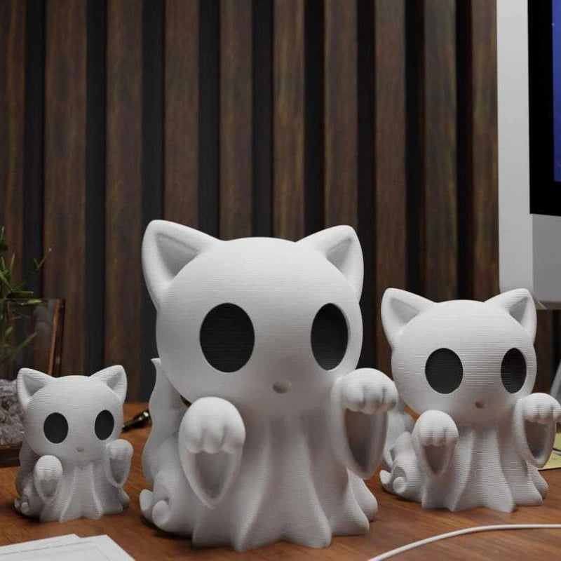 Mini Kitten Ghost Ornaments Halloween Feeling,Afraid of Cute Desktop Atmosphere Send Girlfriend Cat Gift Home Decoration Crafts
