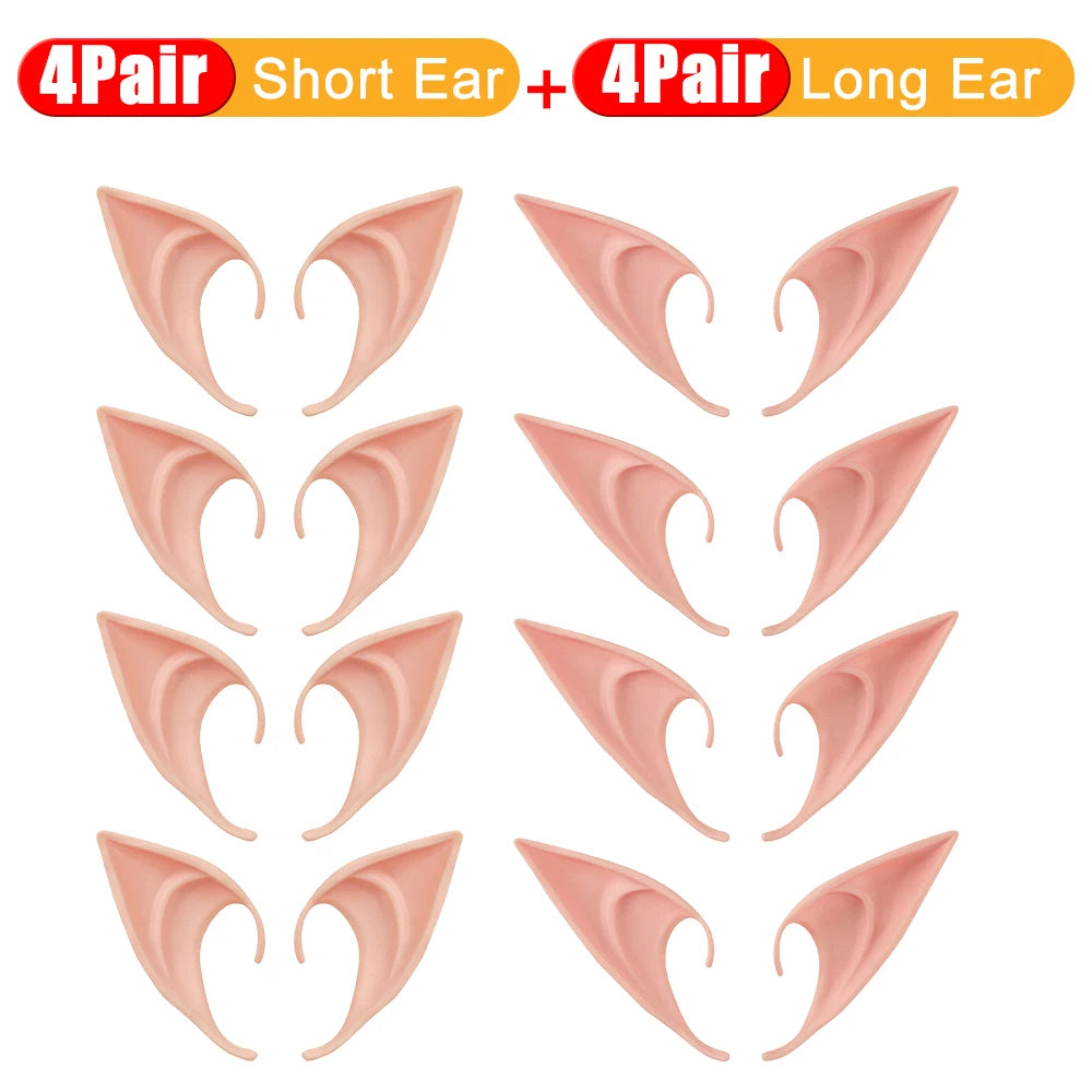 10-1Pair Halloween Angel Elf Ears Fairy Cosplay Latex Ears Halloween Decoration Monster Ears Vampire Cosplay Costume Accessories