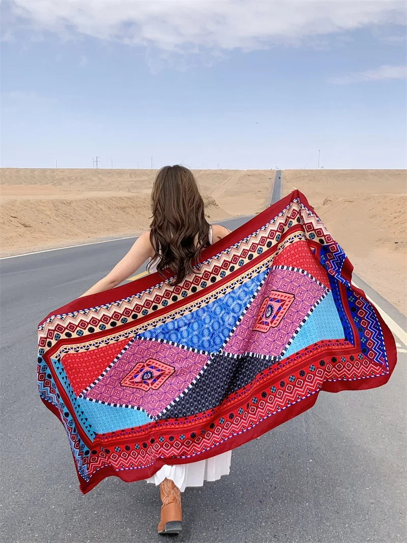 Travel Beach Sunscreen Scarves for Women Bikini Large Sarong Wrap Scarf Brazilian Swimsuit Bathing Cover-ups 17 Styles 90x180cm