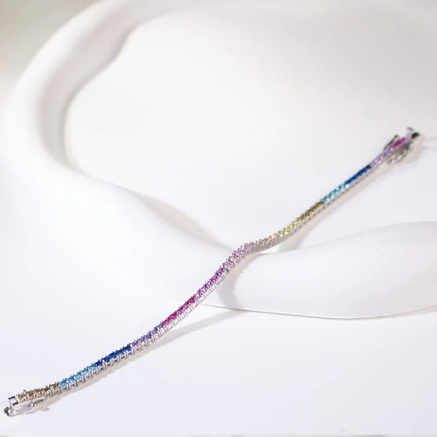2mm Rainbow Tennis Bracelet Silver 925 Bracelet luxury Bracelets with Exquisite Box 2024 Woman