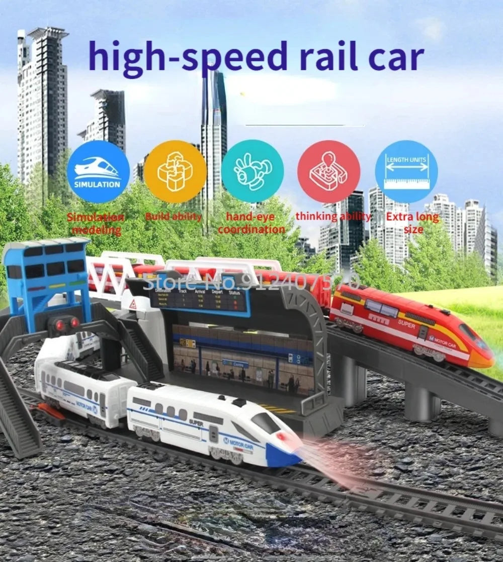 Electric Train toy High Speed Train Model Railway Track Rail Toy Car Assemble DIY Set Children Christmas Gift Toy for Boy