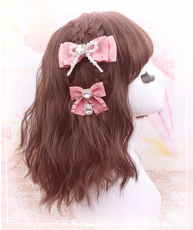 Small Hairpin Water Drop Heart Shape Rhinestone Pendant Wooden Ear Hairclips Headdress Sweet Side Clip Hair Accessories Jewelry