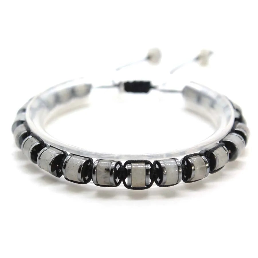 Handmade Braided Crystal Stone Bracelets For Couple Natural Amethyst Tourmaline Rope Macrame Adjustable Women Bracelet Jewelry
