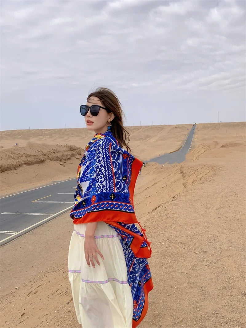 Travel Beach Sunscreen Scarves for Women Bikini Large Sarong Wrap Scarf Brazilian Swimsuit Bathing Cover-ups 17 Styles 90x180cm