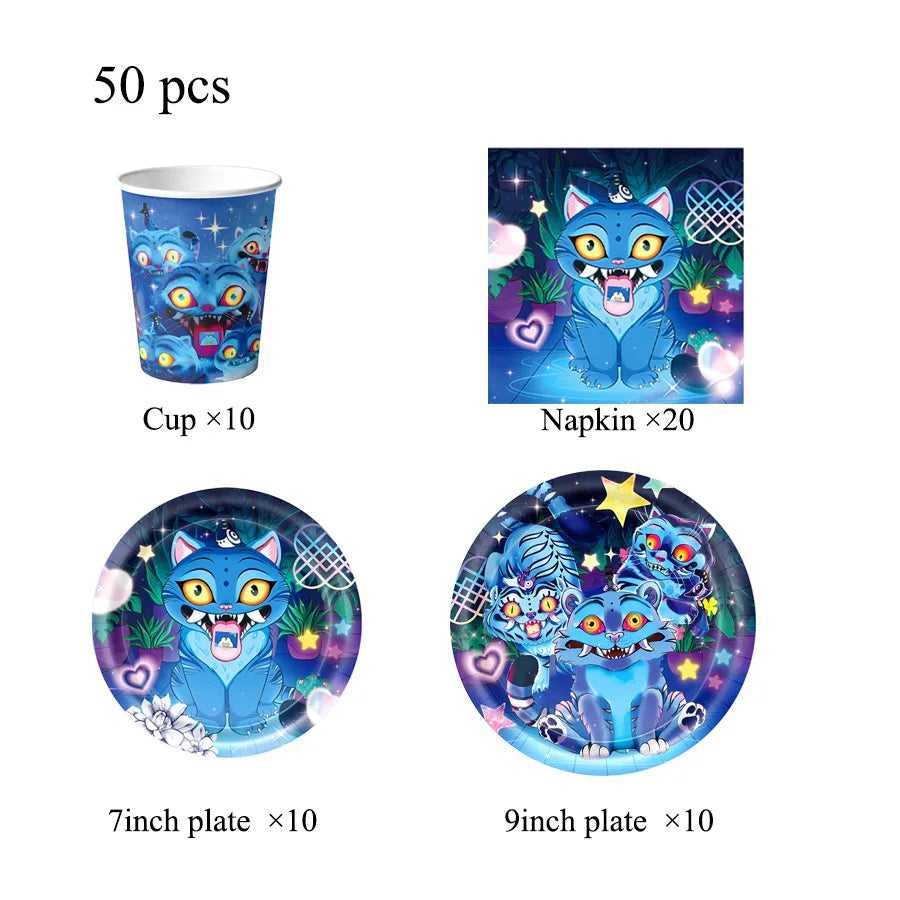 K-Ppop Demon Hunter Party Favor Disposable Tableware Set Backdrop Banner Slap Bracelets Baby shower Birthday Christmas Gift