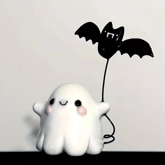 1Pc Halloween Cute Ghost Putting Bat Ornaments Ghost Bat Desktop Party Decoration Party Small Gift Little Finger Cute Ghost Toys