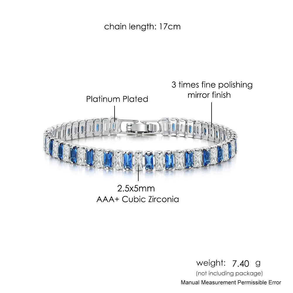 Rainbow Crystal Tennis Zircon Bracelets for Women Men Trendy Unisex Accessories Squares CZ Chain on Hand Classic Jewelry H167