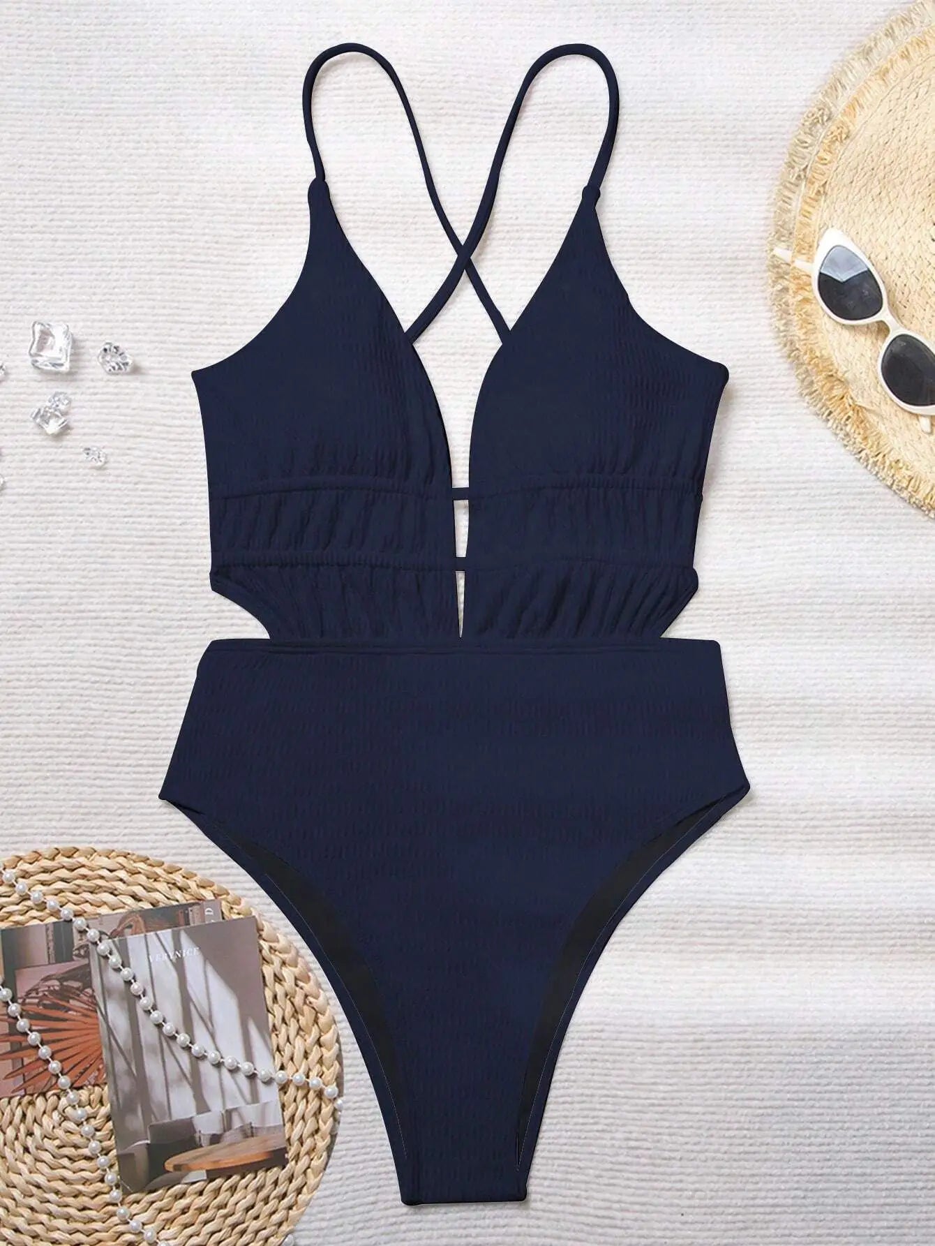 2024 Women Deep V-neck Piece Swimsuit Summer Push Up Swimwear Female Beachwear Bathing Suits Micro Korean Monokini