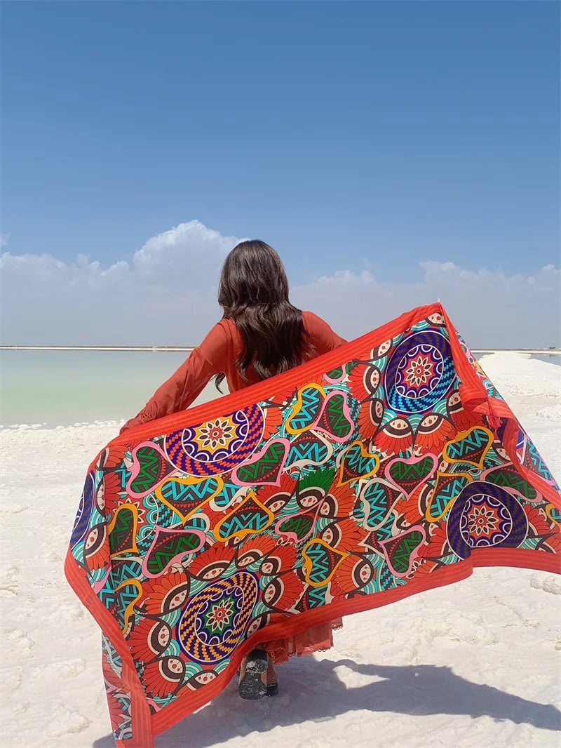 Travel Beach Sunscreen Scarves for Women Bikini Large Sarong Wrap Scarf Brazilian Swimsuit Bathing Cover-ups 17 Styles 90x180cm