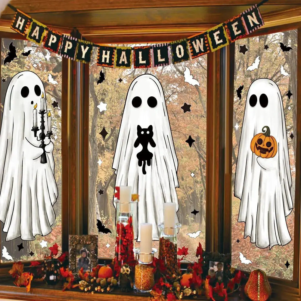 Halloween Window Decoration Stickers Ghost Scene PVC Self-Adhesive Glass Clings Holiday Atmosphere Decor Clearance Sale Set
