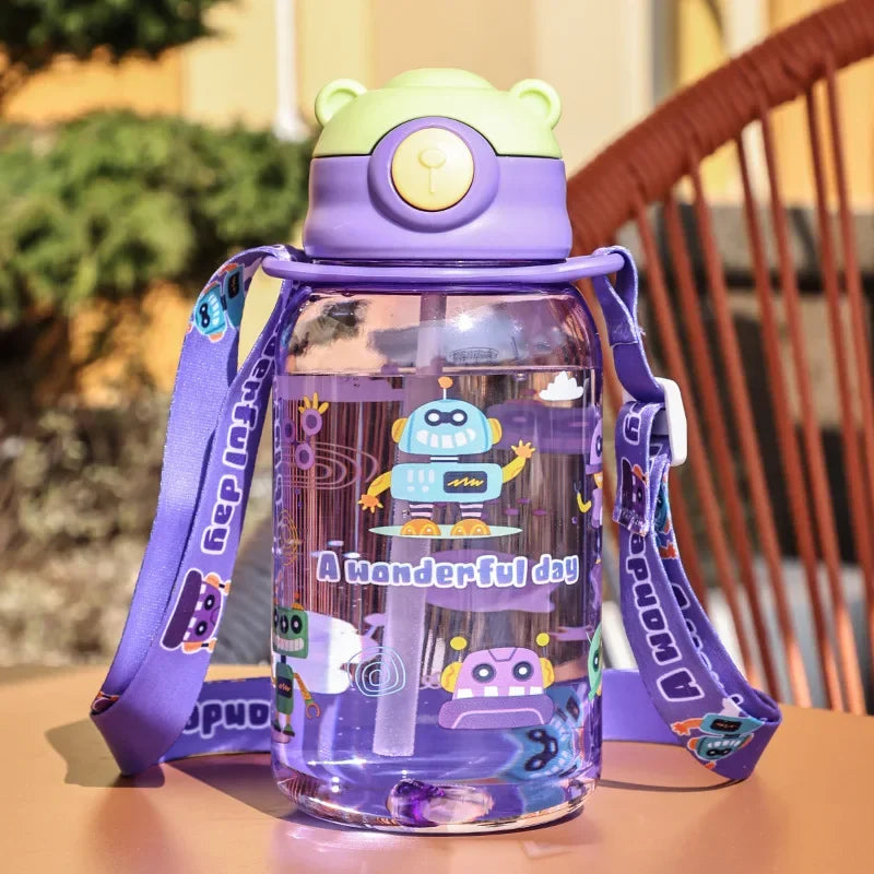 650ml Cute Kids Water Bottle with Straw Free BPA Leakproof Outdoor Portable Children's Cups School Water Bottle for Children