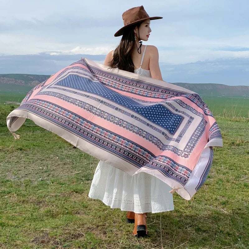 Travel Beach Sunscreen Scarves for Women Bikini Large Sarong Wrap Scarf Brazilian Swimsuit Bathing Cover-ups 17 Styles 90x180cm