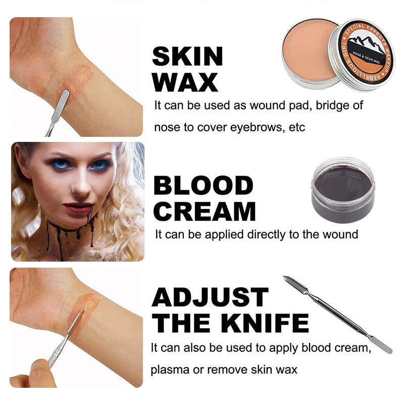 60g Scar Wax for Special Effects Makeup,Realistic Fake Scars & Wounds,Easy to Shape & Blend,SFX Cosplay Halloween & Theater