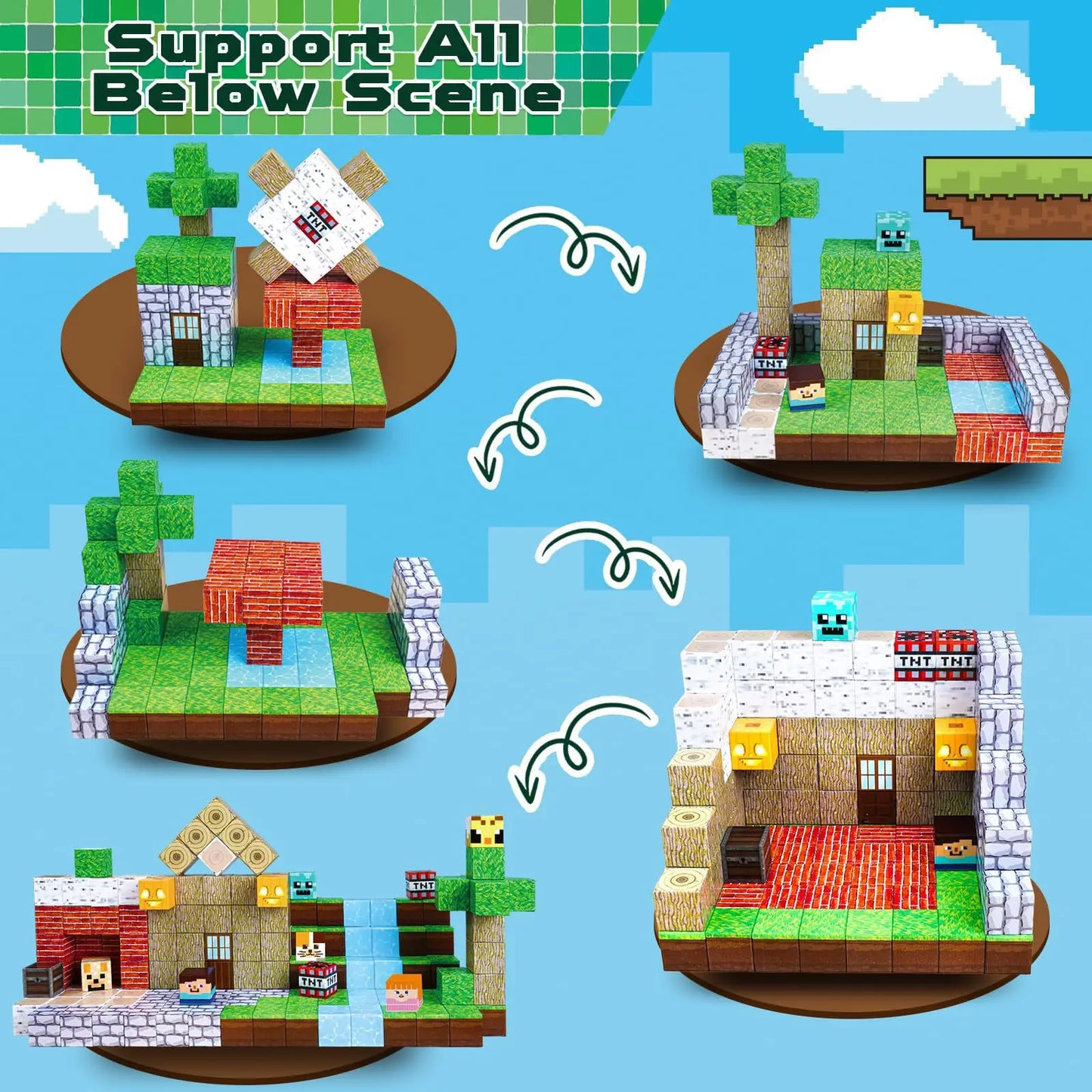 Magnetic Building Blocks DIY Magnets Toys Mine World Magnet Cubes Stacking STEM Toys Construction Toys Children's Christmas Gift