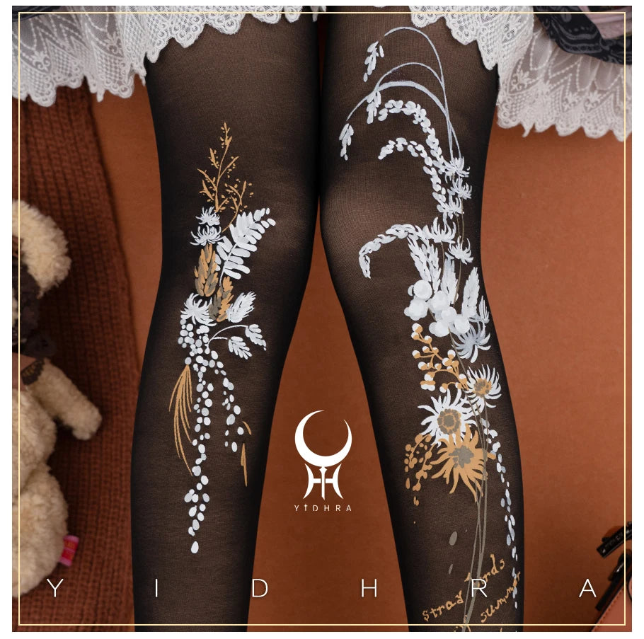 Lolita Classic Print Spring and Summer Lace Stockings Black White Mesh Tights Women Pantyhose Sexy Cosplay Leggings For Girls