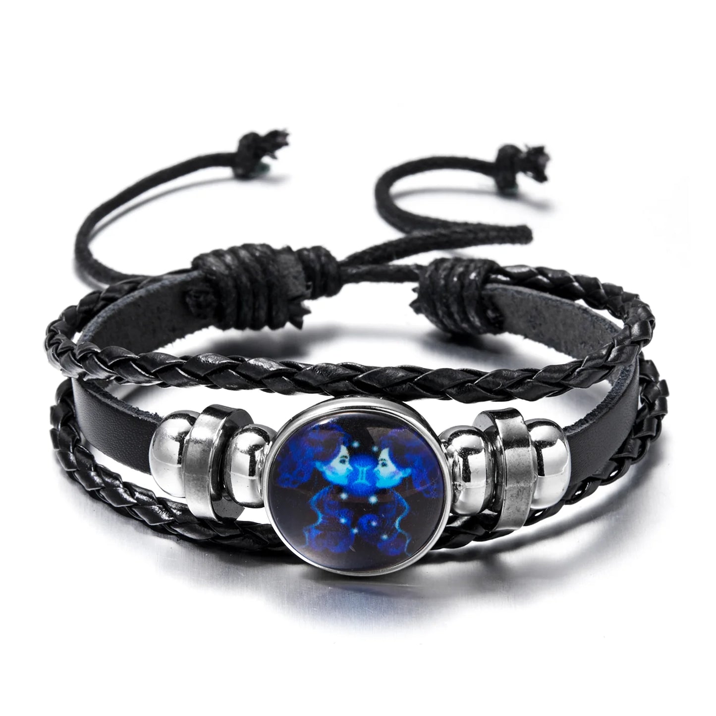 Luminous 12 Zodiac Constellation Sign Braided Couples Leather Bracelet For men Black Rope Charm Party Grow in the dark Jewelry