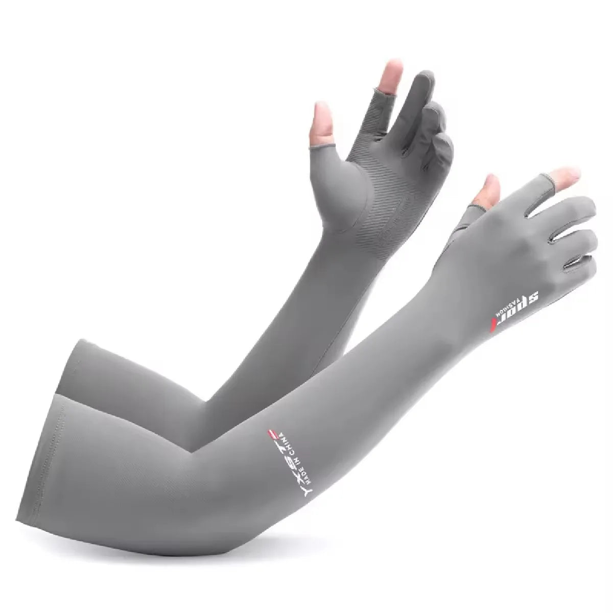 Ice Silk Sleeves Women Summer Sun Protection Men Fishing Cycling Breathable Two-Finger Non-Slip Gloves Arm Warmer Driving Sleeve