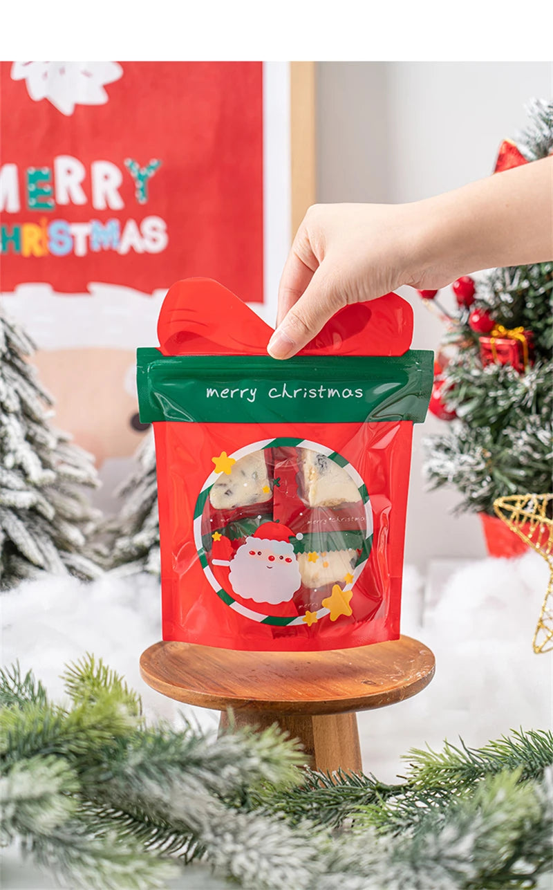 LBSISI Life 25pcs Ball Shape Christmas Gift Bag For Candy Chocolate Cookie Nougat Biscuit Packing Gift Tree Santa Zipper Bags