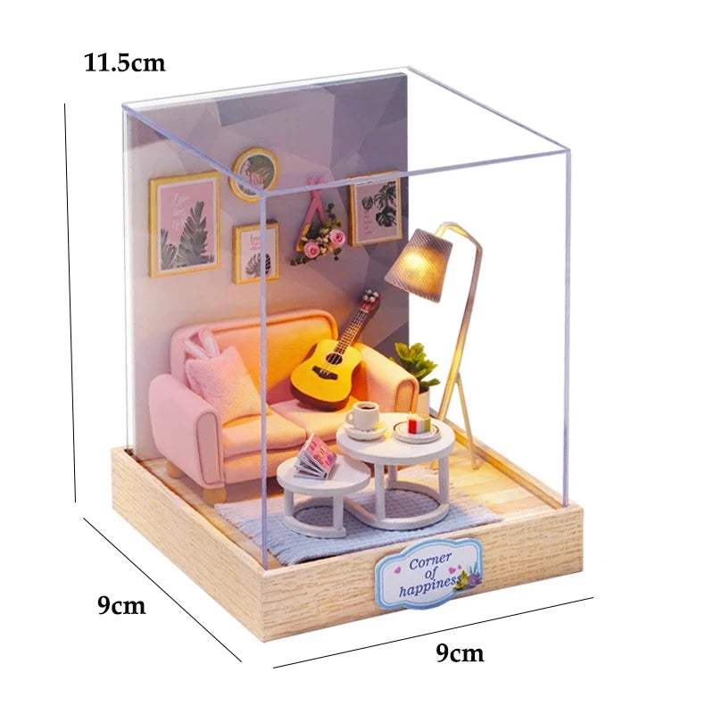 DIY Book Nook Kit Wooden Doll House 3D Puzzle Assembly Toy Home Bookend  Bookshelf Insert With Furniture Toys For Christmas Gift