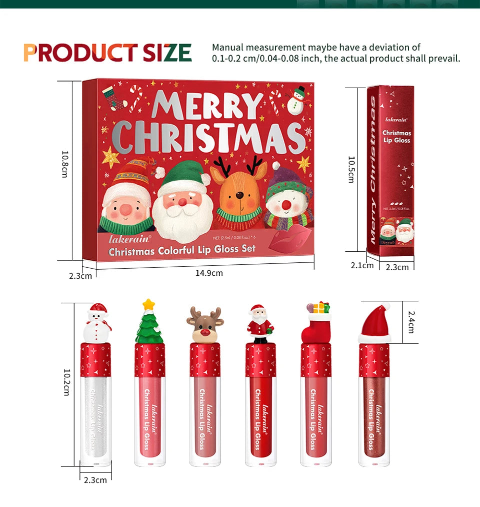 Lakerain Christmas Lip Gloss Set Long Lasting Moisturizing Waterproof Portable Travel Kit Ideal Thanksgiving Christmas Gift