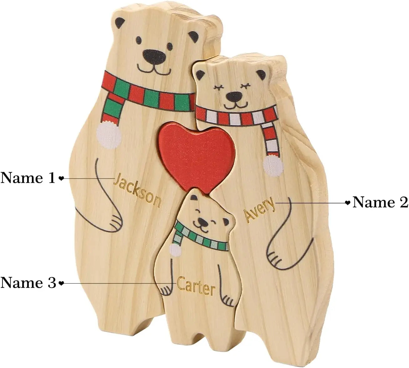Wooden Bear Family Puzzle with Base Bear Family Decor Mom Gift, Weeding Anniversary Gift for Mom Dad, Christmas Gift for Parents