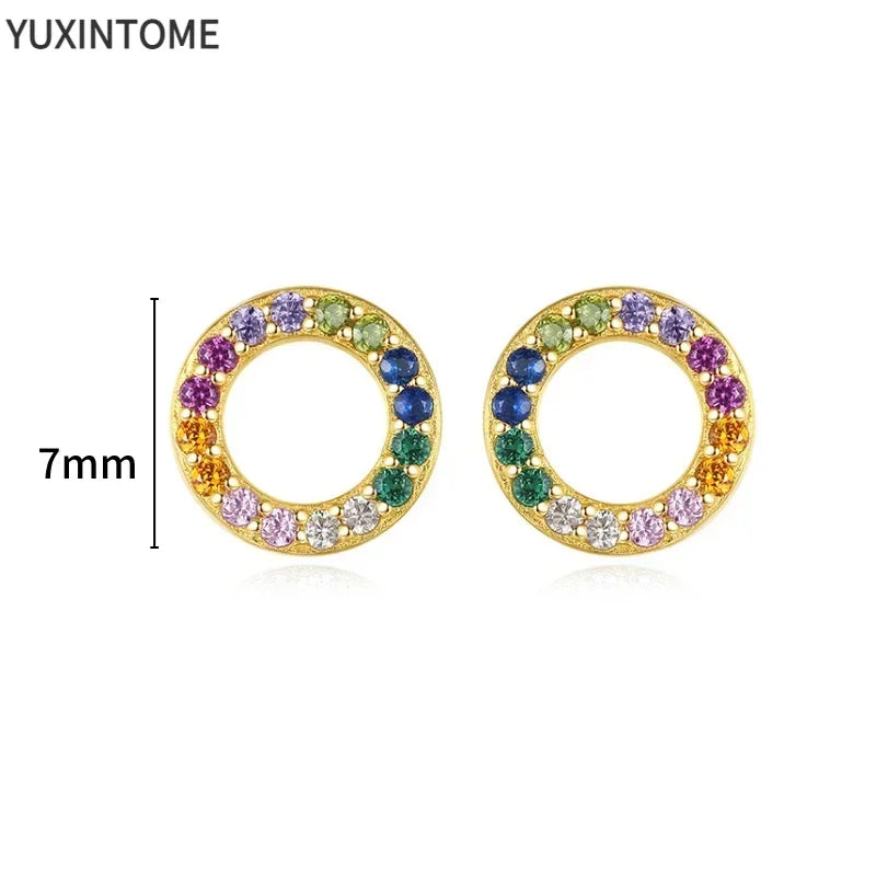Colorful Crystal Earrings 925 Sterling Silver Ear Needle Stud Earrings for Women Cross Dangle Earrings Party Wedding Jewelry