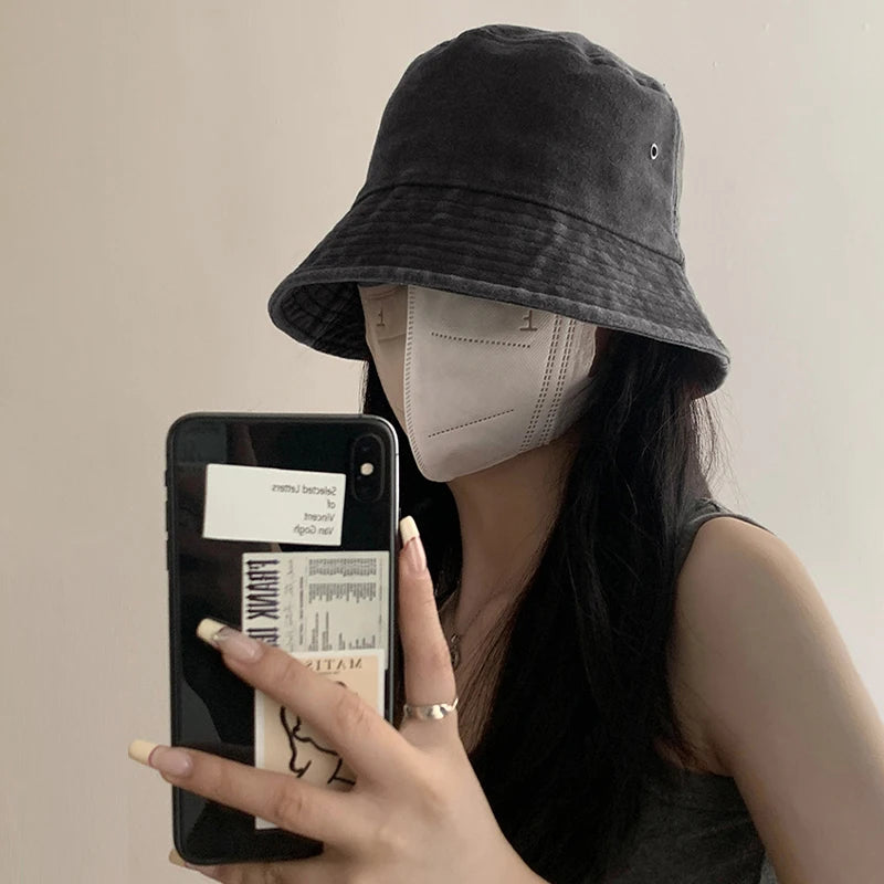Bucket Hat Retro Washed Denim Fisherman Hat Fashionable And Versatile Sun Hat Sun Protection Fishing Hat Outdoor Hiking Hat