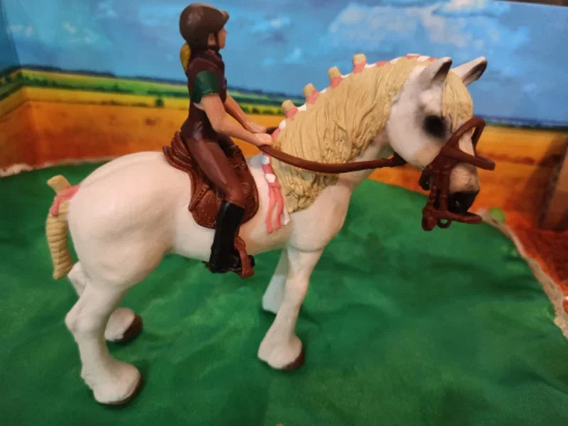 DIY Horse Race Model Horseman Farm Animal Figurines Action Ma Chang takes a shower Emulation Toys for Children Christmas Gift
