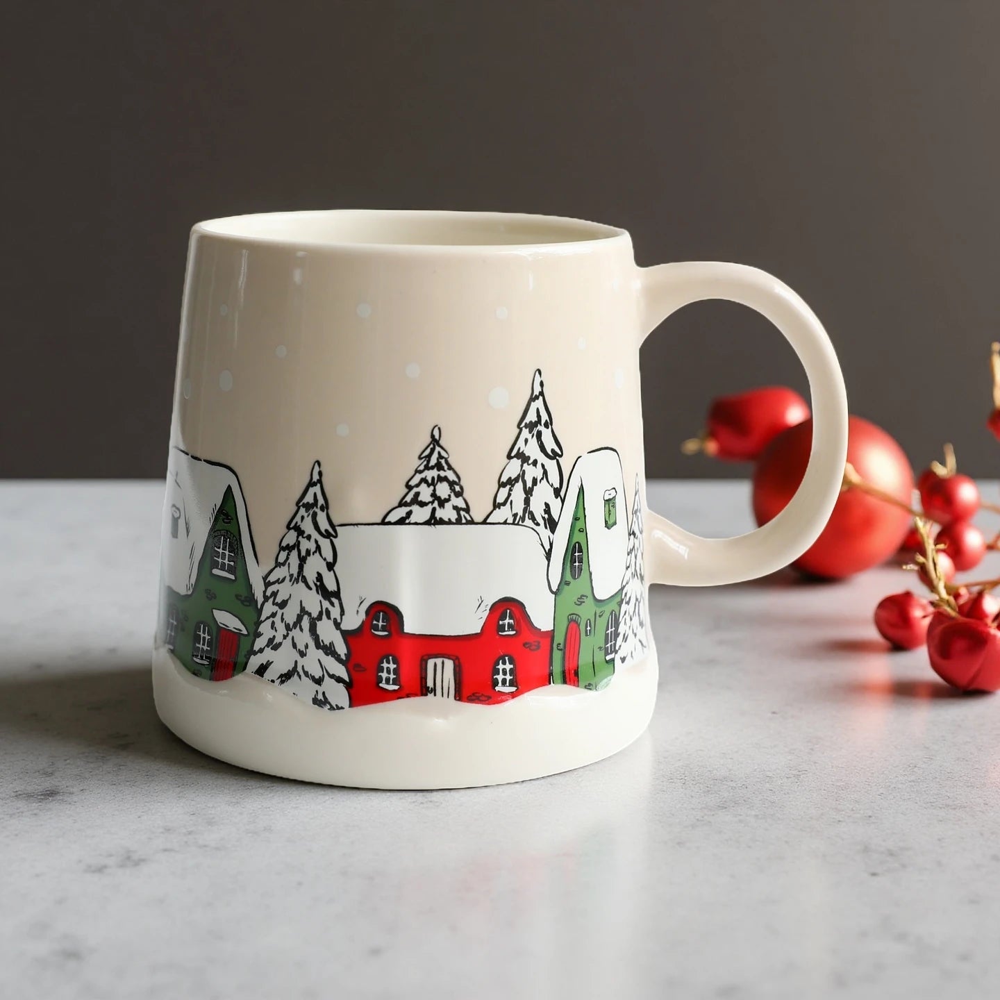 Creative Christmas Gift Idea - 350ML Adorable Ceramic Mug with Coaster Set for Coffee & Tea, High Aesthetic Home Office Cup