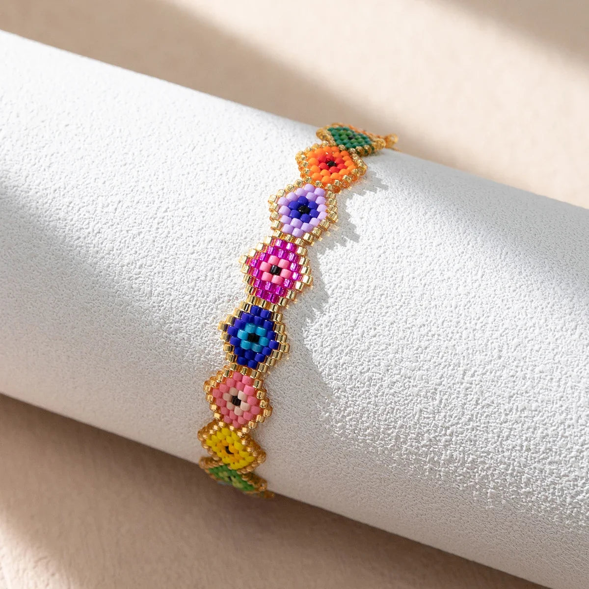 ALIYA Fashion Miyuki Rainbow Bracelet Multicolor Evil Eye Pattern Jewelry Bohemian Pulseras mujer Moda Handmade Jewellery Gift