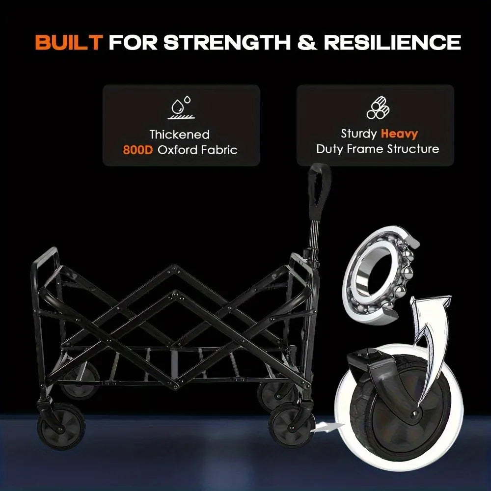 Foldable Wagon, 330/450LB Heavy Duty Foldable Utility Garden Wagon With Terrain Car storage car Wheels, Side Pockets, Portable C