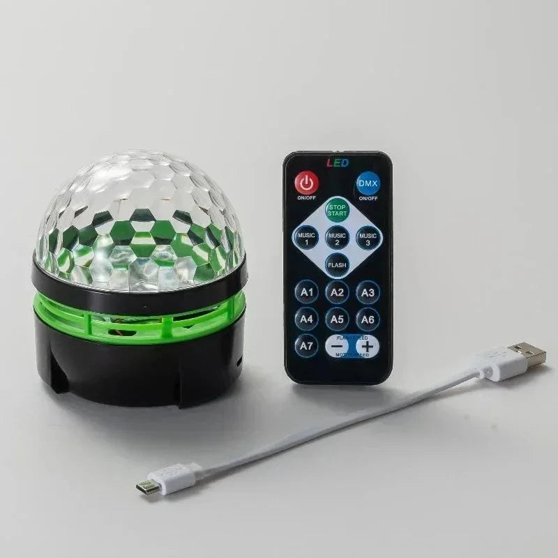 LED Stage Disco Light Rotating DJ Ball Strobe Remote Sound Control Magic Dance Car RGB Christmas Gift Party Club Laser Show Lamp