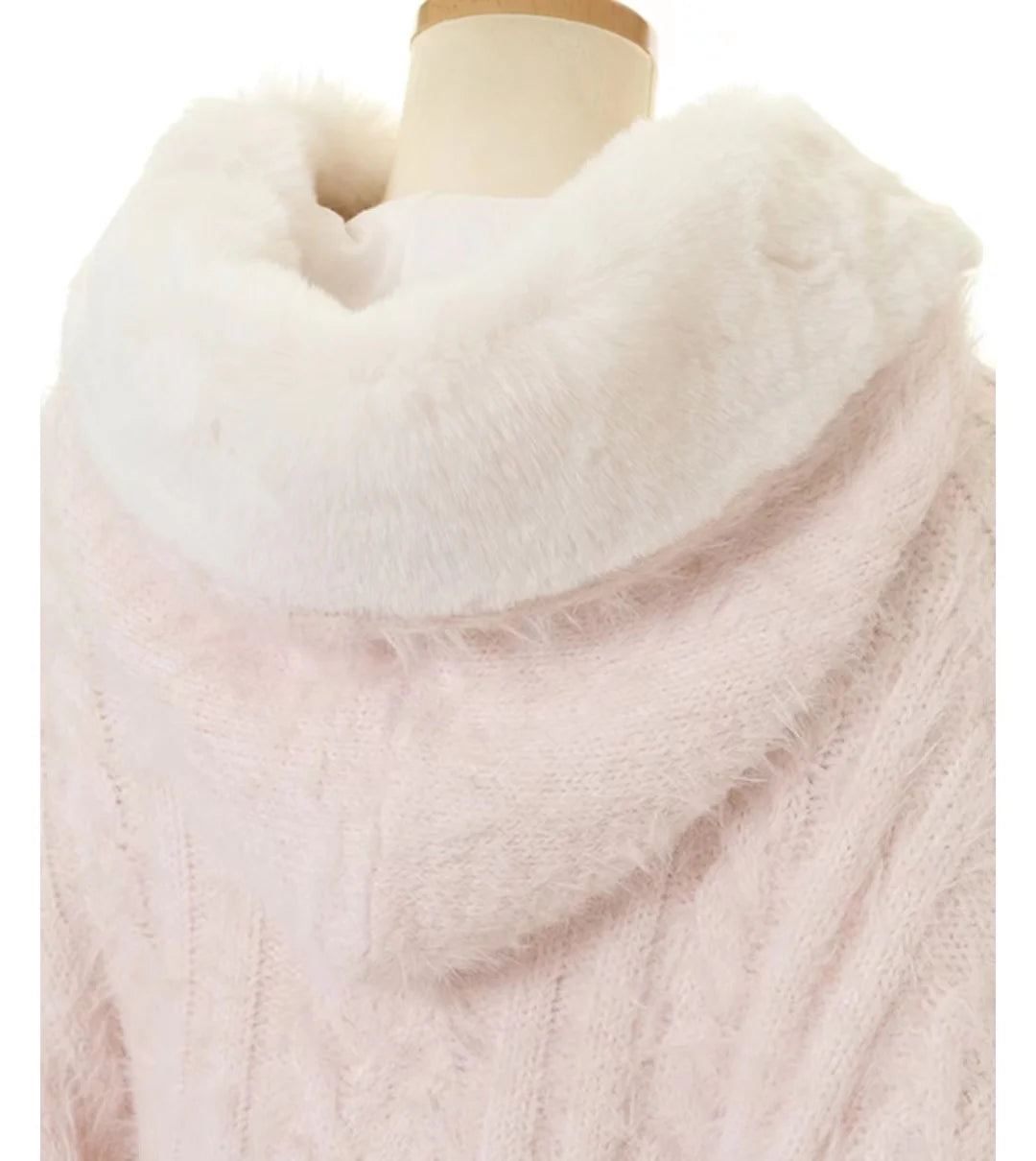 Japanese Sweet Soft Thick Women's Double-Layer Big Ribbon Hooded Knitted Cloak 3 Colors Autumn and Winter Ponchos Warm Jacket