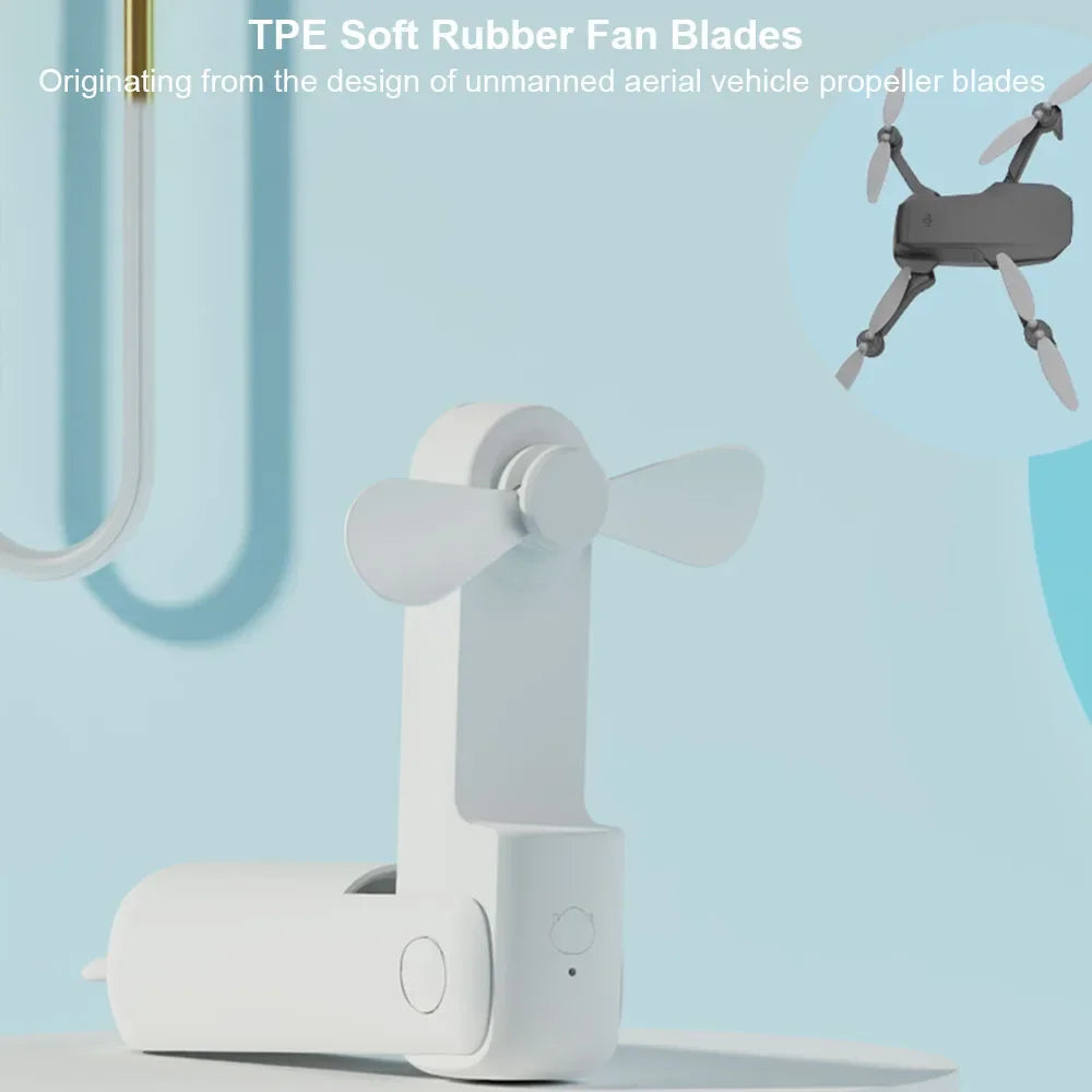 Portable Mini Handheld Fan Small Pocket USB Rechargeable Battery Fan Folding Cooling Hand Mini USB Fan with Power Bank