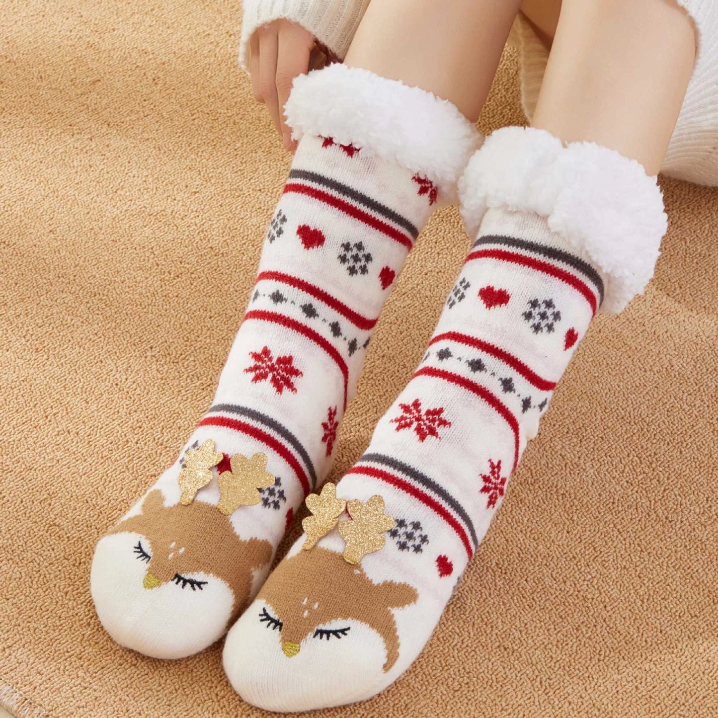 Christmas Elk Floor Socks Xmas Winter Fleece Sleeping Carpet socks Merry Christmas Gift Feliz Navidad Happy New Year 2026