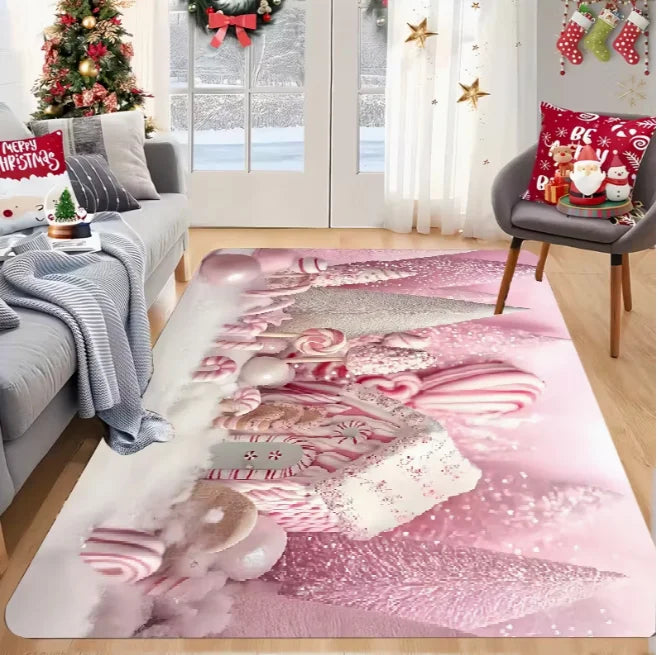 1pc Merry Christmas Area Mat Suitable for Living Room Bedroom Kitchen Christmas Gift Room Mat Christmas Retro Home Decoration
