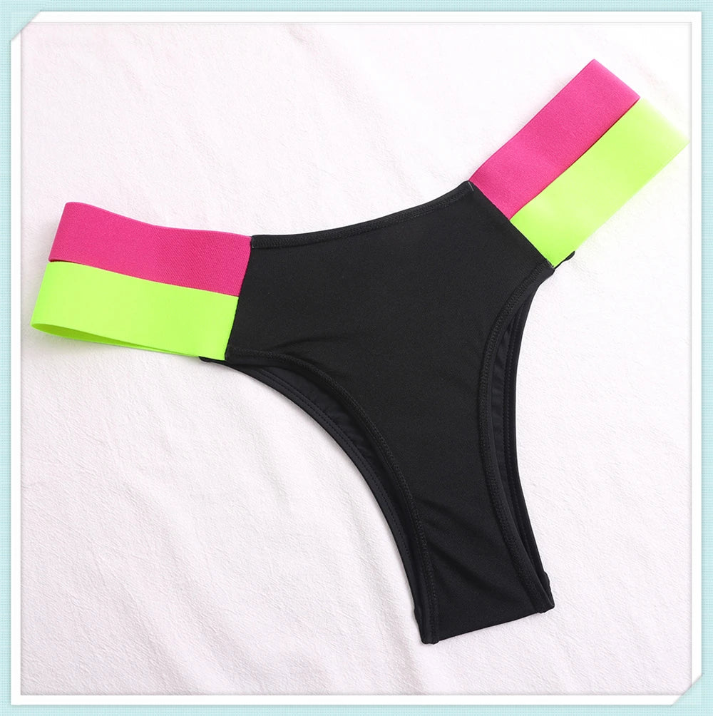 Solid Bandage Bikini Women Push Up Swimsuit Sexy Swimwear Female Brazilian Bathing Swimming Suit Bather Splicing Color Beachwear