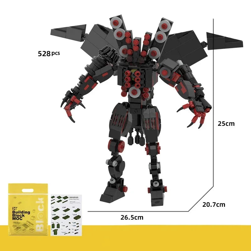 New Skibidi Toilet Titan Guitor Speaker Man Building Blocks Set With Battle-axe Creative DIY Bricks Toys For Boys Christmas Gift