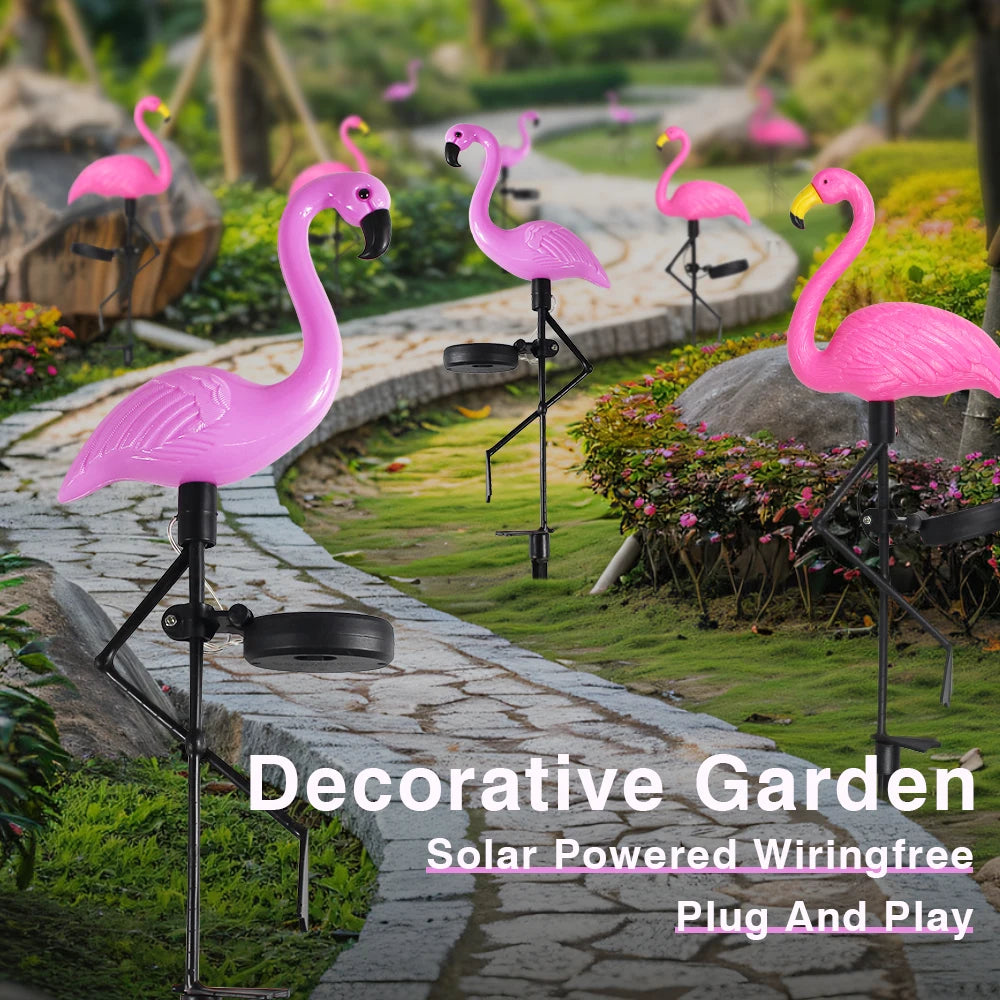 Solar Flamingo Light Waterproof Solar Garden Lights Outdoor Decor Pink Flamingo Christmas Gift for Yard Lawn Walkway Pathway