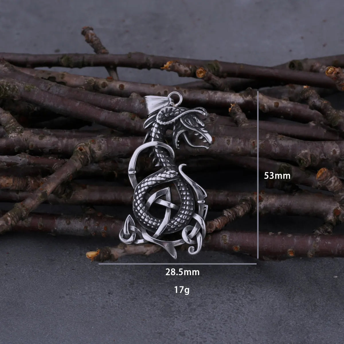 Nordic Viking Retro Dragon Necklace Men's Rattlesnake Amulet Hip Hop Stainless Steel Dragon Pendant Viking Animal Jewelry Gift