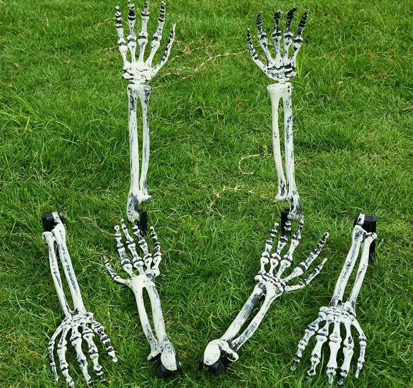 1-4PCS Halloween Simulation Skeleton Hand Prop Halloween Yard Floor Insert Ghost Hand Hand Bone Ghost Festival Dress Up Props