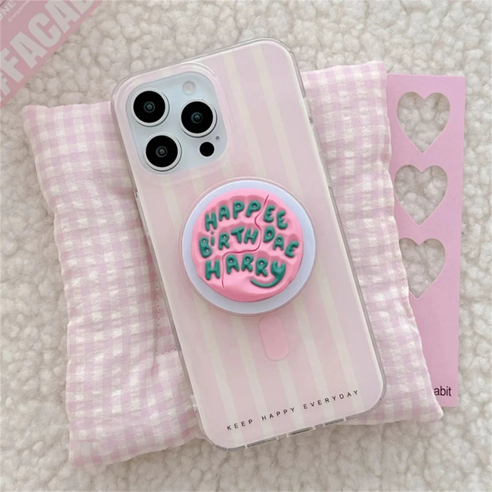 INS Cute English Letter Pink Magnetic Holder Grip Tok Phone Stand Support for IPhone 17 16 for Pad Magsafe Smart Tok Bracket