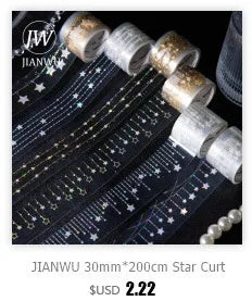 JIANWU 80mm*200cm Road View Series Vintage Travel Flower Landscape Material Collage Washi Tape Creative DIY Journal Stationery