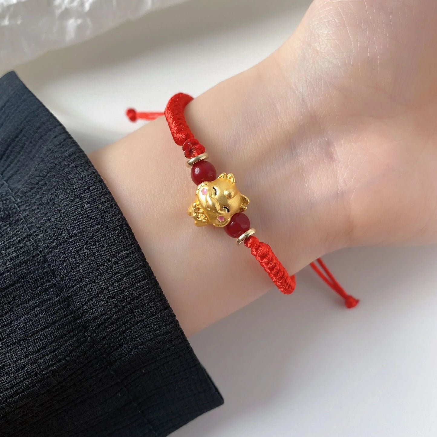 Lucky 12 Constellation Zodiac Sign Braided Animal Bracelet Men Women Red Rope Gold Color Beads Bracelet Bangle Gift Jewelry