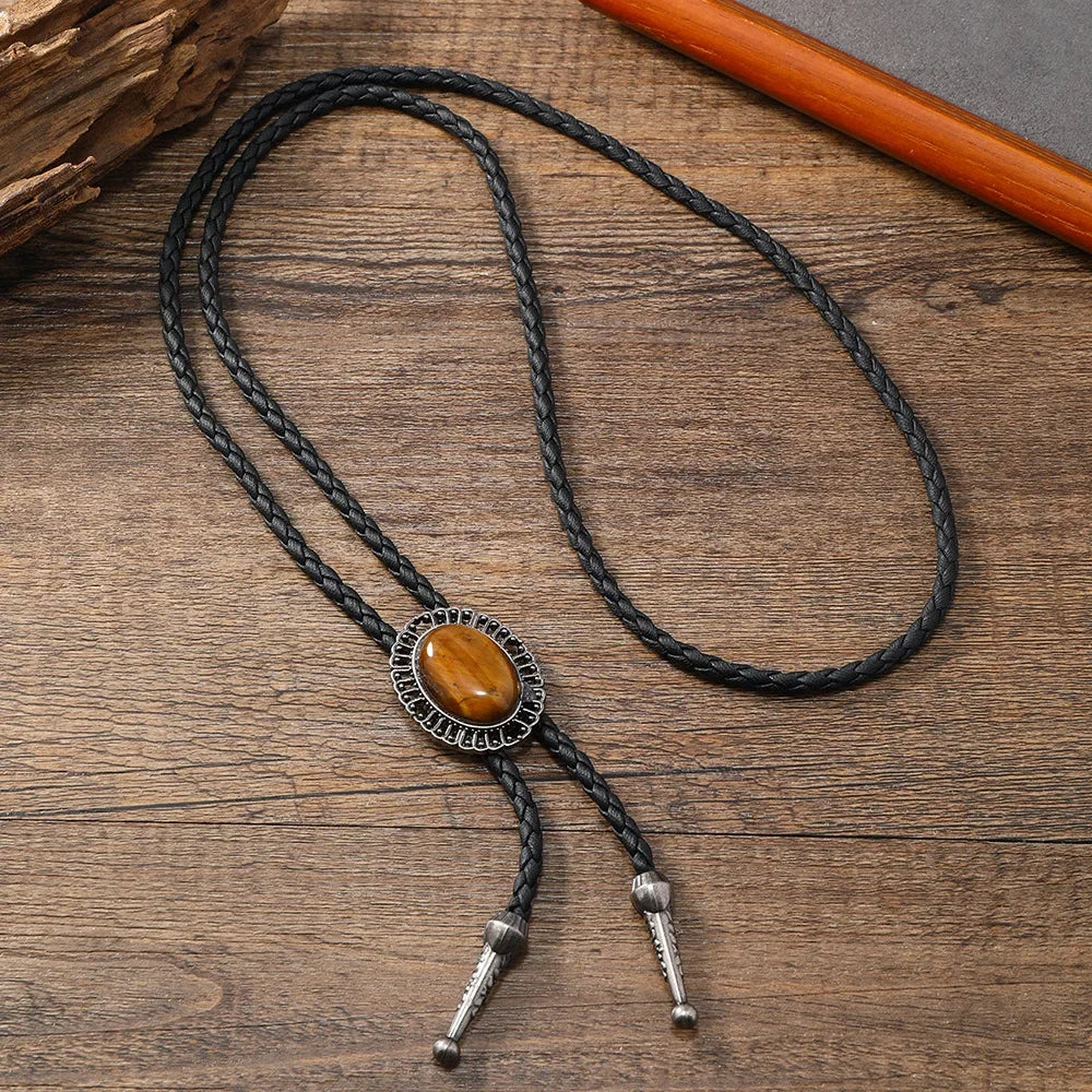 Golden Ties for Men American Cowboy Garment Accessory Tie Adjustable Bull Head Western Cowboy Bolo Tie Pendant Necklace