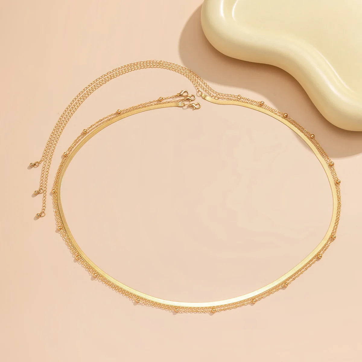 Sexy Double Layer Flat Snake Chain Waist Belly Belt for Women Girls Summer Beach Bikinis Body Chain Party Jewelry Accessories