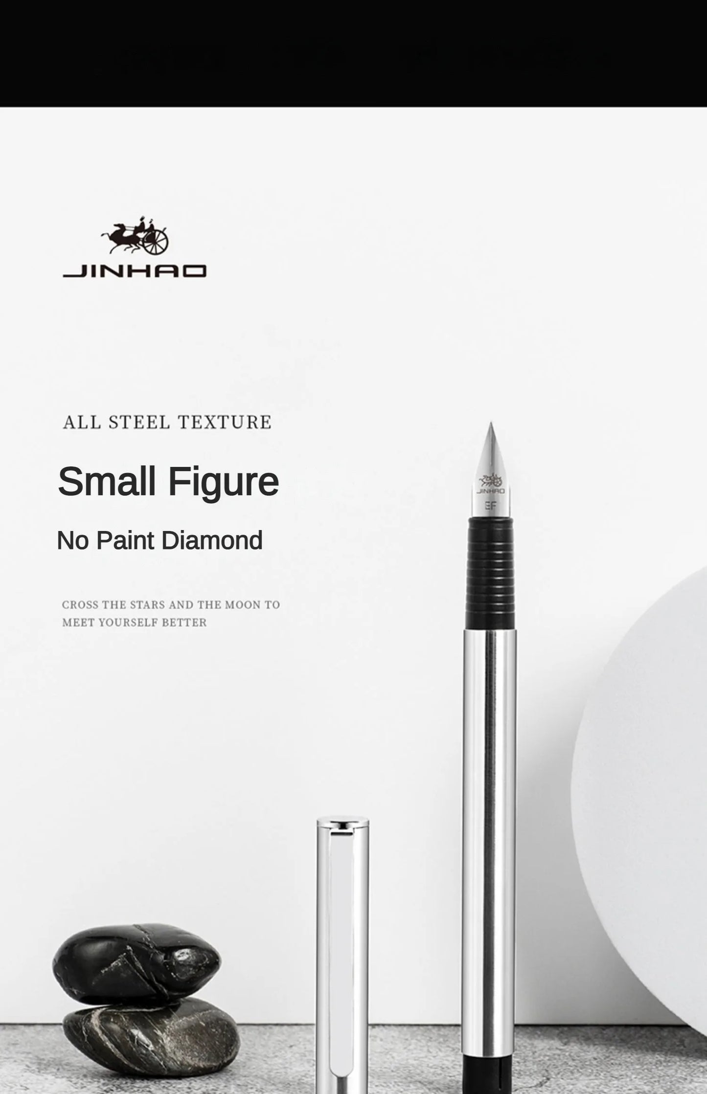 Jinhao 65 Black Silver Colors Fountain Pen EF F 0.30mm Nib Luxury Elegant Pen Business Office Student School Stationery Supplies