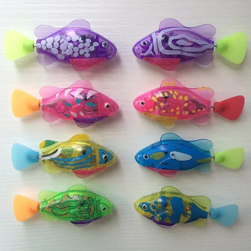 Electronic Fish Baby Summer Bath Toy Pet Cat Toys Swimming Robot Fish With LED Light Water Swim Pool Bathtub Toys Christmas Gift