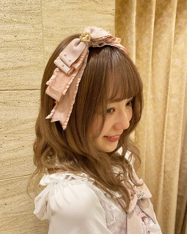 Sweet Beaded Yarn Ribbon Bezel Headwear Women Girls Vintage Big Bownot Hairband Wide Hairclip Headdress For Hairpin Accessories