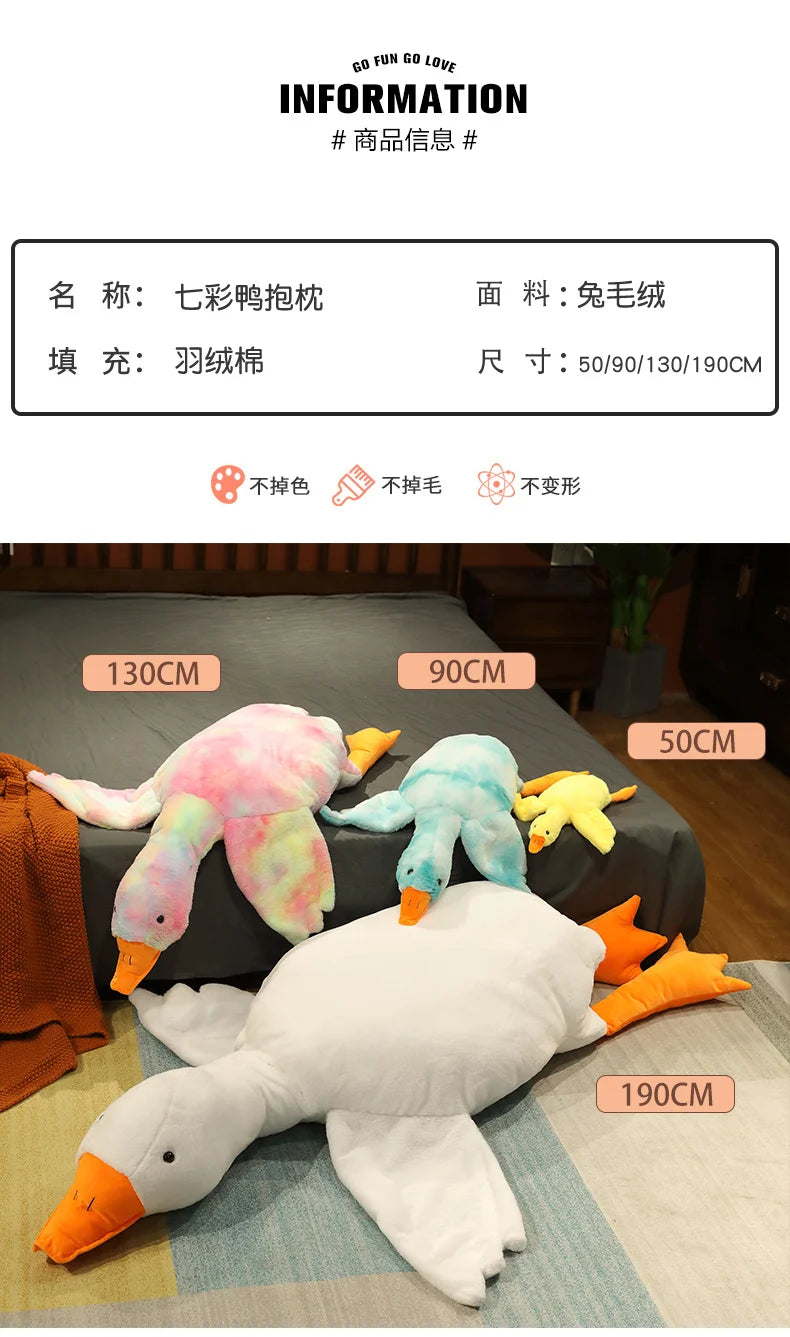 50-190cm 7 Colors Large Goose Plush Toys Brown Giant Hug Stuffed Animal Duck Kawaii Sleeping Pillow Big Christmas Gift for Girls